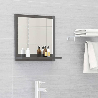Specchio da Bagno Grigio Lucido 40x10,5x37 cm Legno Multistrato