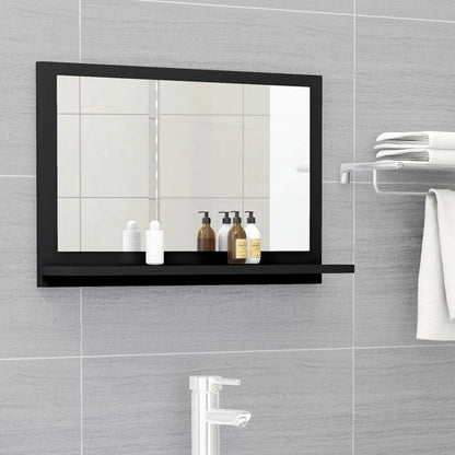 Specchio da Bagno Nero 60x10,5x37 cm in Legno Multistrato