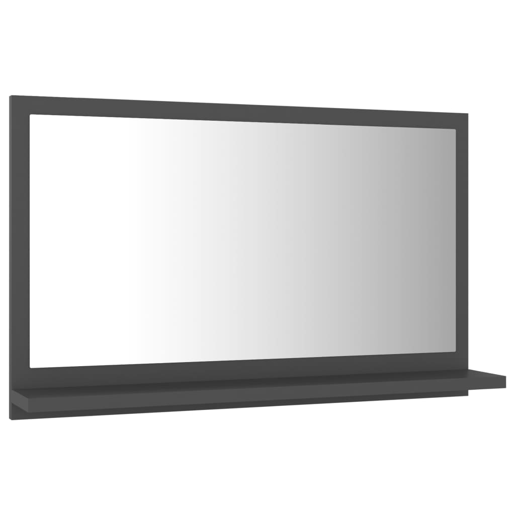 Specchio da Bagno Grigio 60x10,5x37 cm in Legno Multistrato