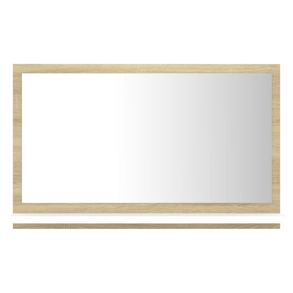 Specchio Bagno Bianco e Rovere Sonoma 60x10,5x37 cm Multistrato