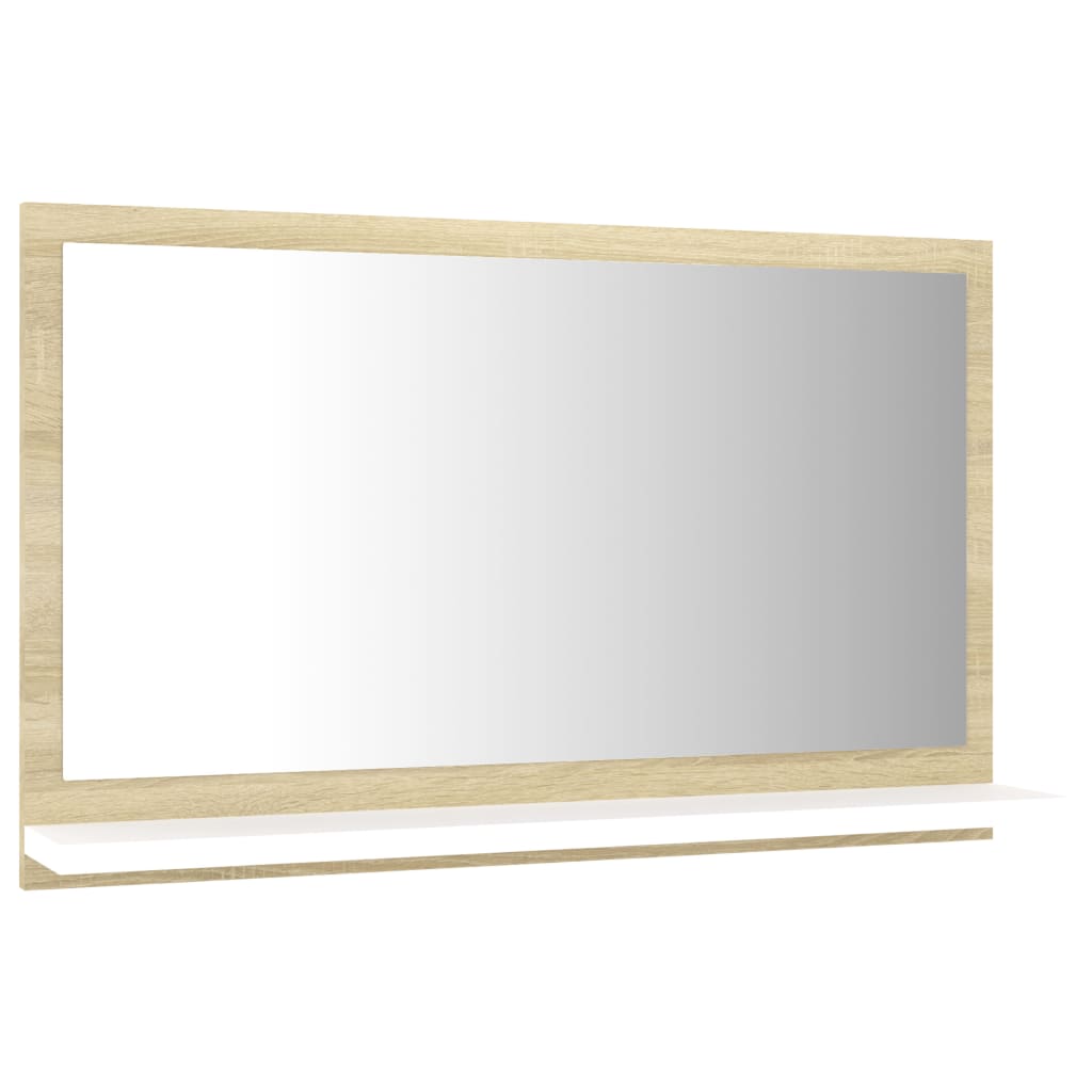 Specchio Bagno Bianco e Rovere Sonoma 60x10,5x37 cm Multistrato