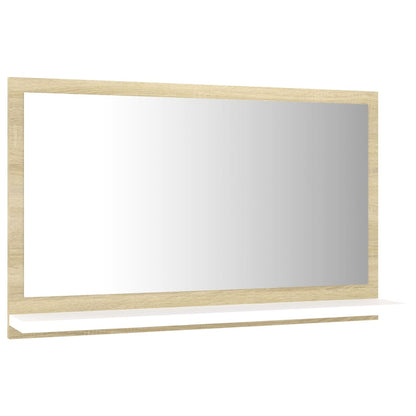 Specchio Bagno Bianco e Rovere Sonoma 60x10,5x37 cm Multistrato