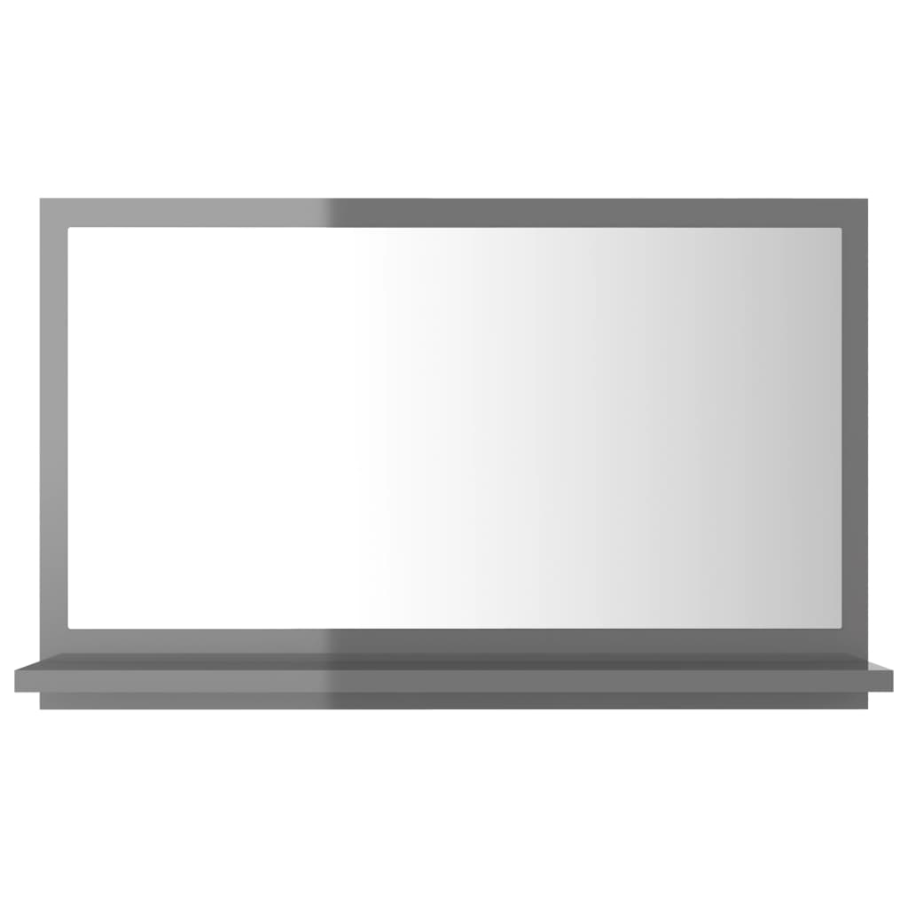 Specchio da Bagno Grigio Lucido 60x10,5x37 cm Legno Multistrato