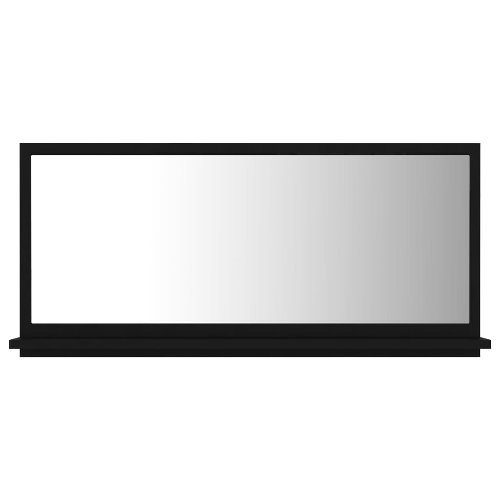 Specchio da Bagno Nero 80x10,5x37 cm in Legno Multistrato
