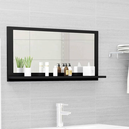 Specchio da Bagno Nero 80x10,5x37 cm in Legno Multistrato