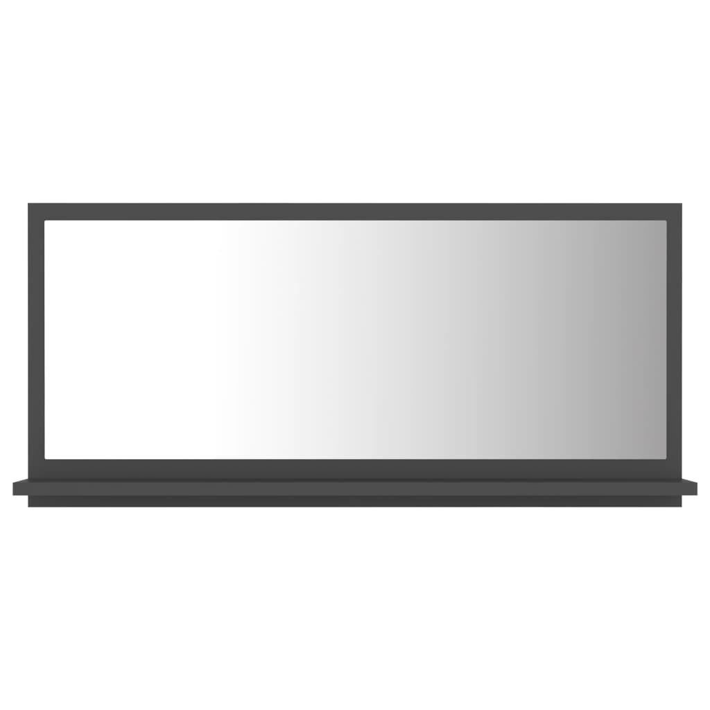 Specchio da Bagno Grigio 80x10,5x37 cm in Legno Multistrato