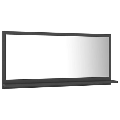 Specchio da Bagno Grigio 80x10,5x37 cm in Legno Multistrato