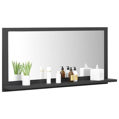 Specchio da Bagno Grigio 80x10,5x37 cm in Legno Multistrato