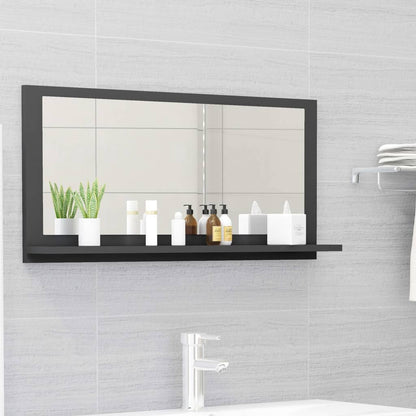 Specchio da Bagno Grigio 80x10,5x37 cm in Legno Multistrato