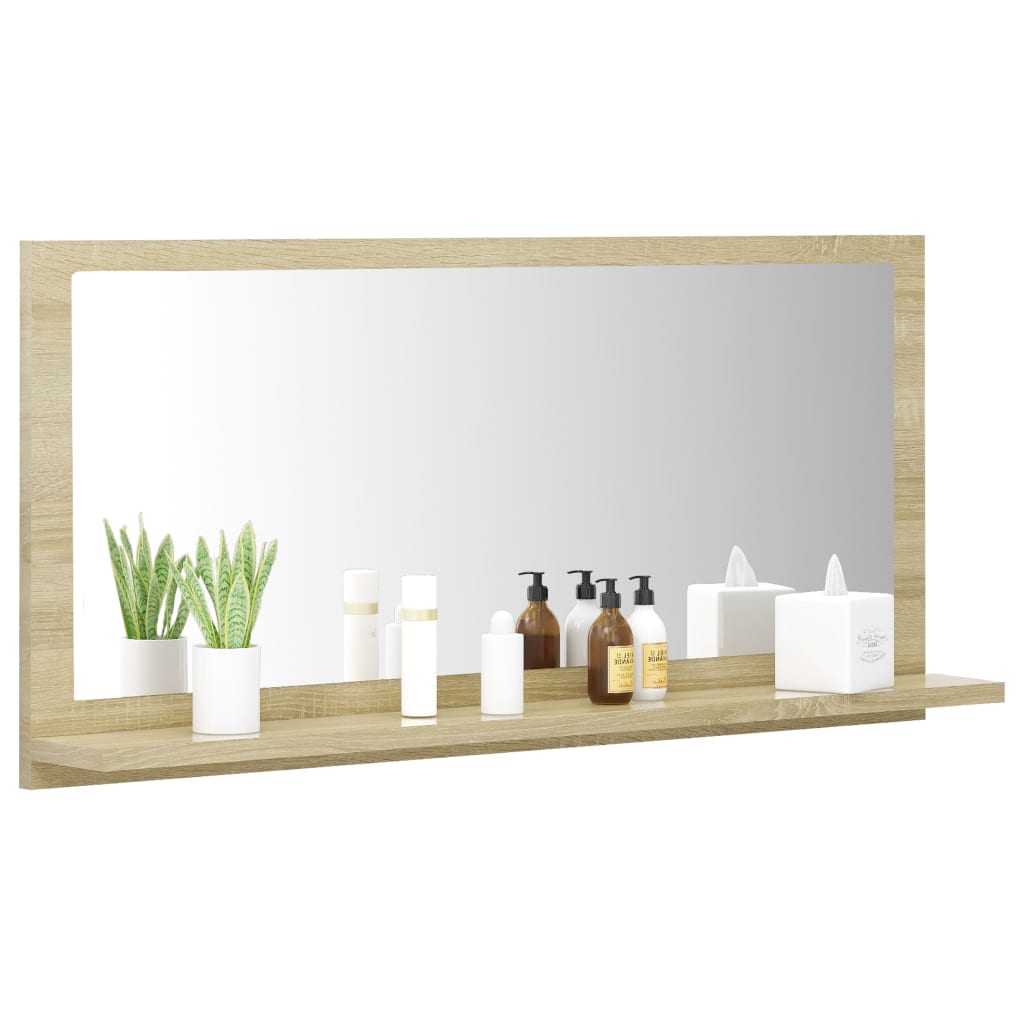 Specchio da Bagno Rovere Sonoma 80x10,5x37 cm Legno Multistrato