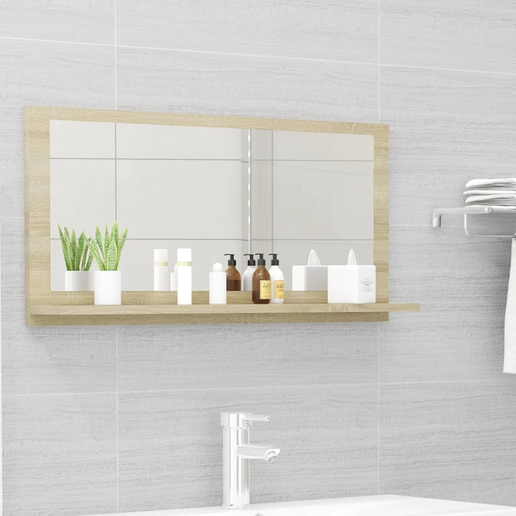 Specchio da Bagno Rovere Sonoma 80x10,5x37 cm Legno Multistrato