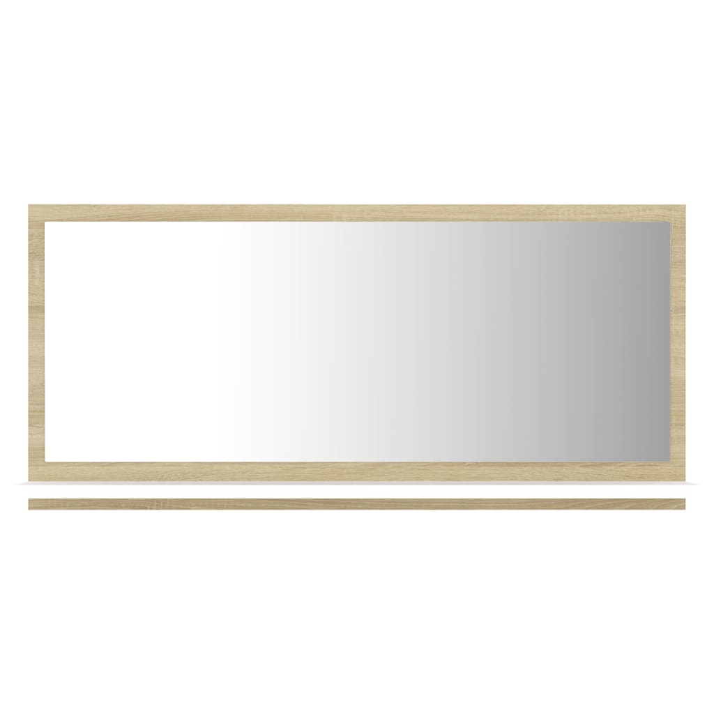 Specchio Bagno Bianco e Rovere Sonoma 80x10,5x37 cm Multistrato