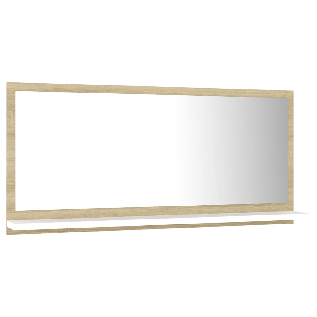 Specchio Bagno Bianco e Rovere Sonoma 80x10,5x37 cm Multistrato