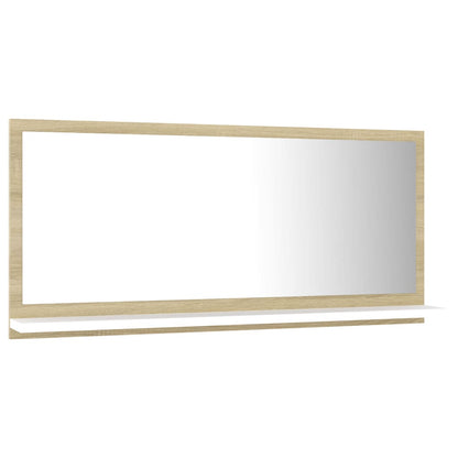 Specchio Bagno Bianco e Rovere Sonoma 80x10,5x37 cm Multistrato