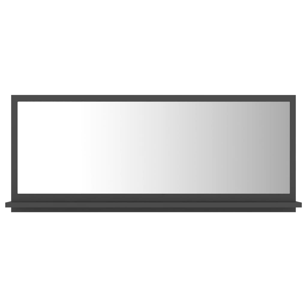 Specchio da Bagno Grigio 90x10,5x37 cm in Legno Multistrato