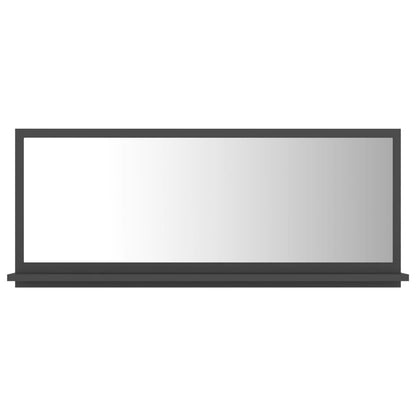 Specchio da Bagno Grigio 90x10,5x37 cm in Legno Multistrato
