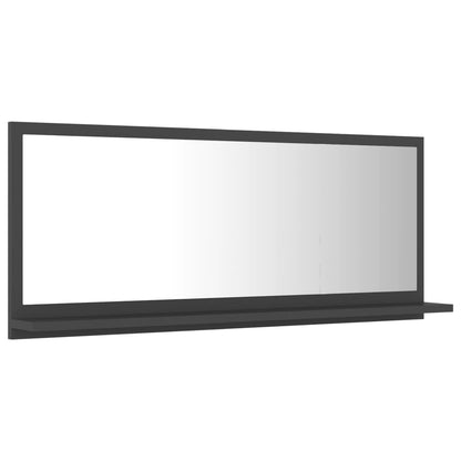 Specchio da Bagno Grigio 90x10,5x37 cm in Legno Multistrato