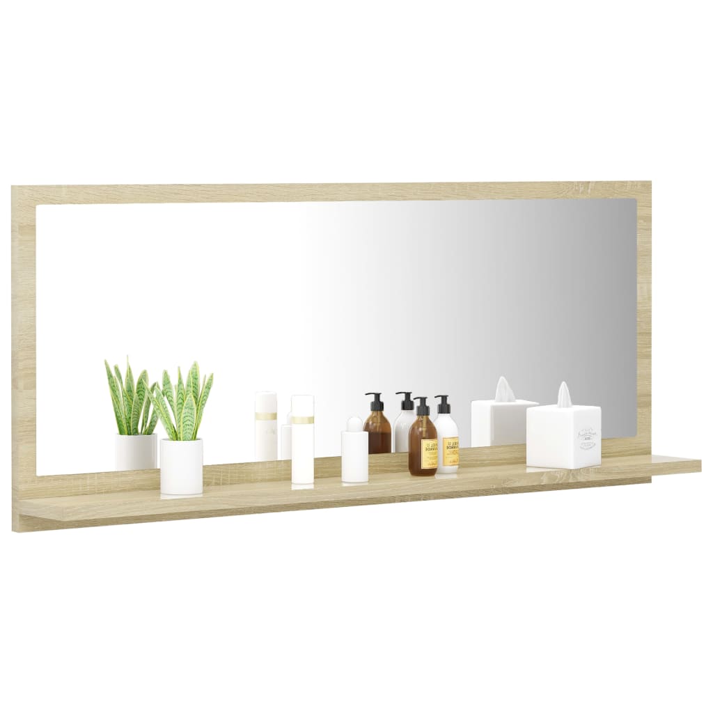 Specchio da Bagno Rovere Sonoma 90x10,5x37 cm Legno Multistrato