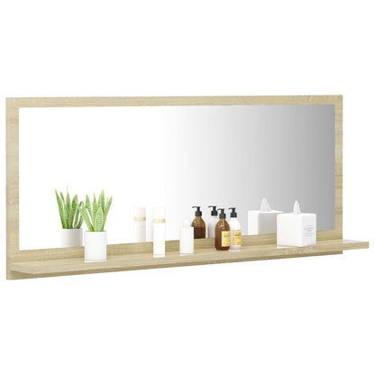 Specchio da Bagno Rovere Sonoma 90x10,5x37 cm Legno Multistrato