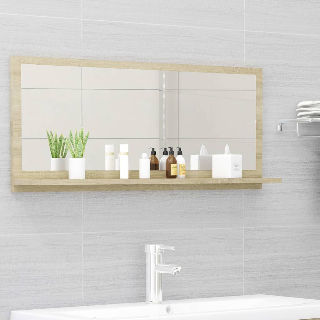 Specchio da Bagno Rovere Sonoma 90x10,5x37 cm Legno Multistrato
