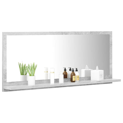 Specchio da Bagno Grigio Cemento 90x10,5x37cm Legno Multistrato