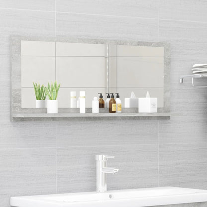 Specchio da Bagno Grigio Cemento 90x10,5x37cm Legno Multistrato