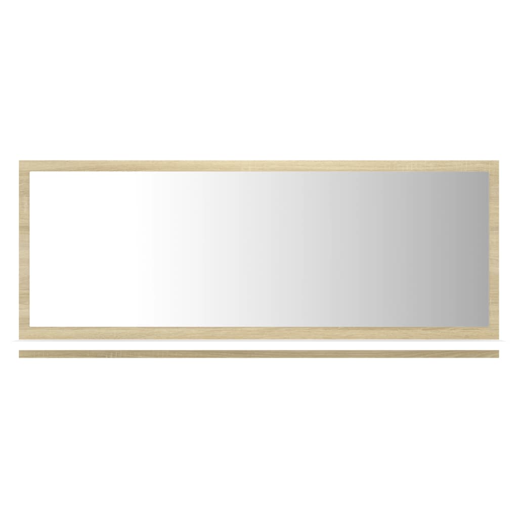 Specchio Bagno Bianco e Rovere Sonoma 90x10,5x37 cm Multistrato