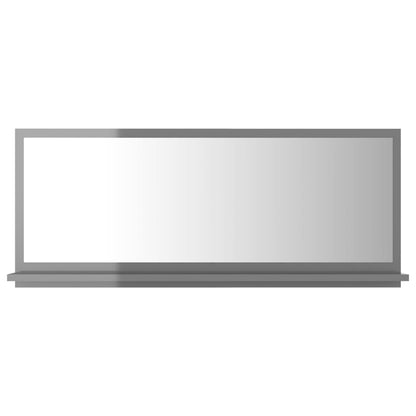 Specchio da Bagno Grigio Lucido 90x10,5x37 cm Legno Multistrato