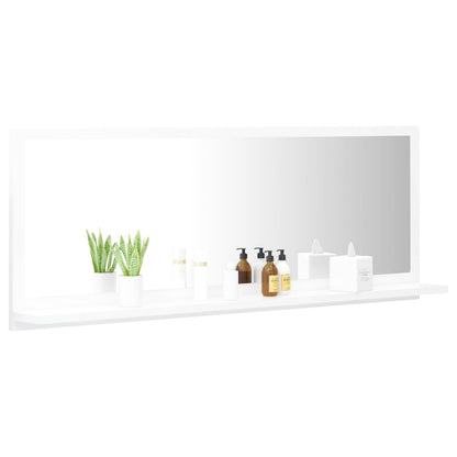 Specchio da Bagno Bianco 100x10,5x37 cm in Legno Multistrato
