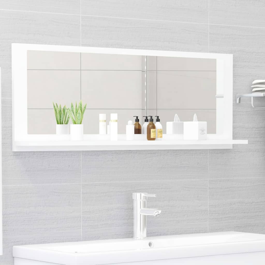 Specchio da Bagno Bianco 100x10,5x37 cm in Legno Multistrato
