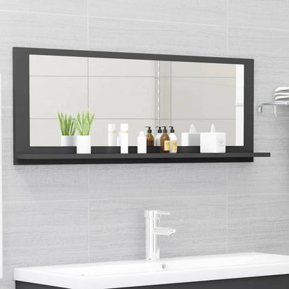 Specchio da Bagno Grigio 100x10,5x37 cm in Legno Multistrato
