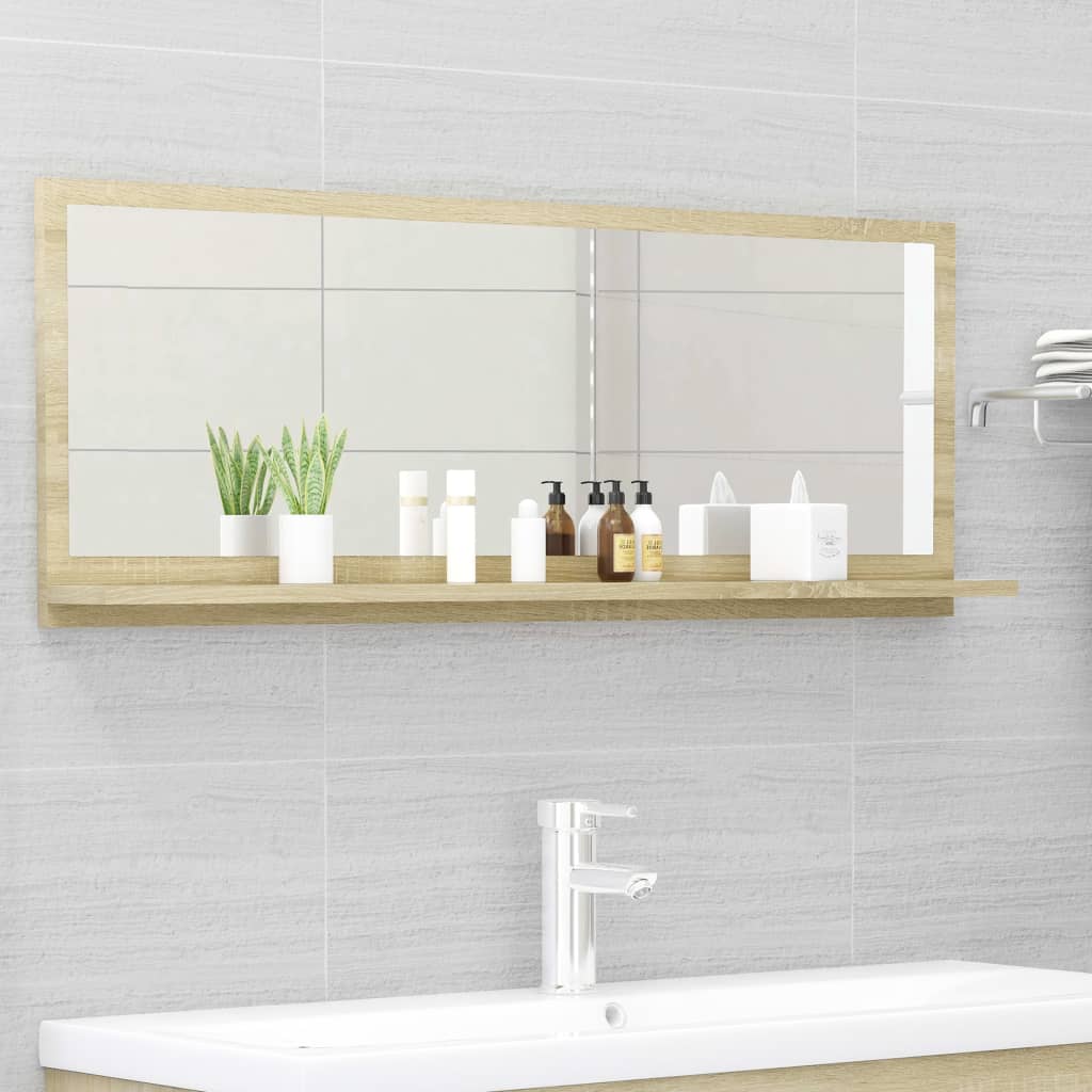 Specchio da Bagno Rovere Sonoma 100x10,5x37cm Legno Multistrato