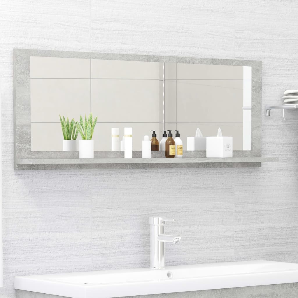 Specchio Bagno Grigio Cemento 100x10,5x37cm Legno Multistrato