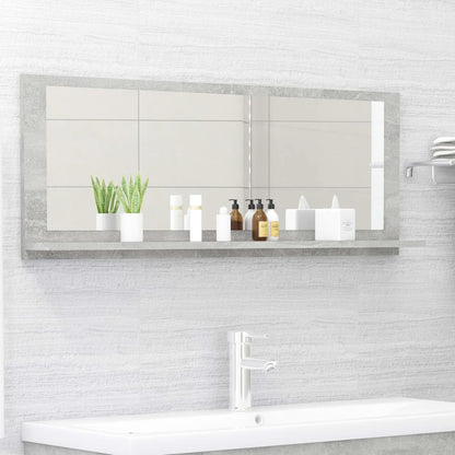 Specchio Bagno Grigio Cemento 100x10,5x37cm Legno Multistrato