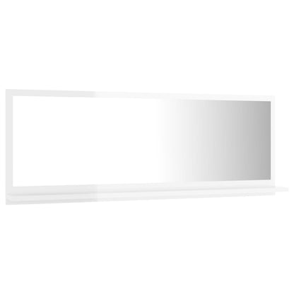 Specchio da Bagno Bianco Lucido 100x10,5x37cm Legno Multistrato