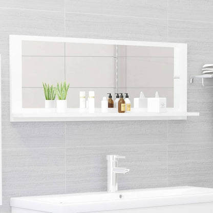 Specchio da Bagno Bianco Lucido 100x10,5x37cm Legno Multistrato