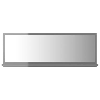 Specchio da Bagno Grigio Lucido 100x10,5x37cm Legno Multistrato
