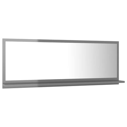 Specchio da Bagno Grigio Lucido 100x10,5x37cm Legno Multistrato