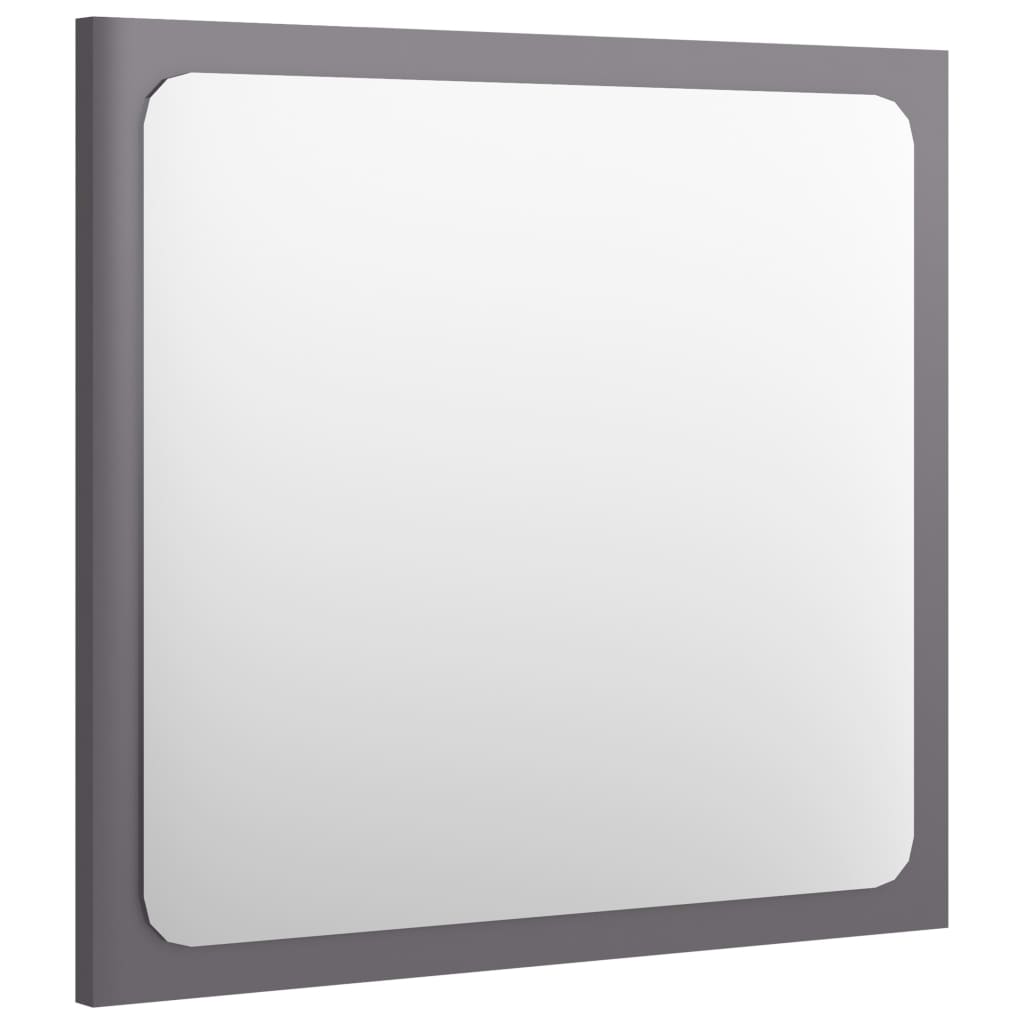 Specchio da Bagno Grigio Lucido 40x1,5x37 cm Legno Multistrato