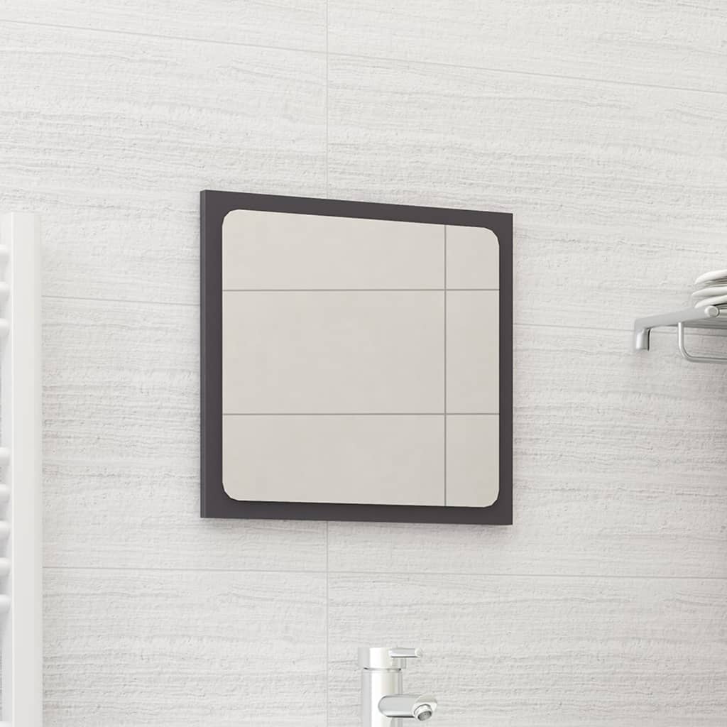 Specchio da Bagno Grigio Lucido 40x1,5x37 cm Legno Multistrato
