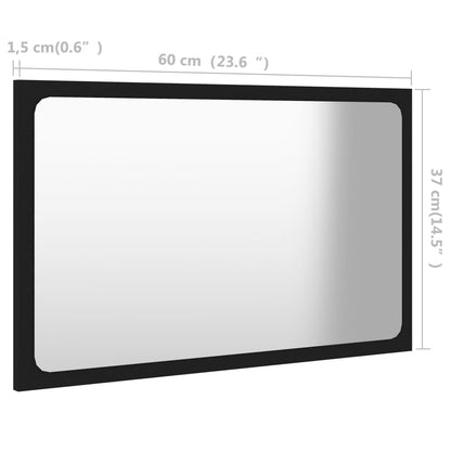 Specchio da Bagno Nero 60x1,5x37 cm in Legno Multistrato