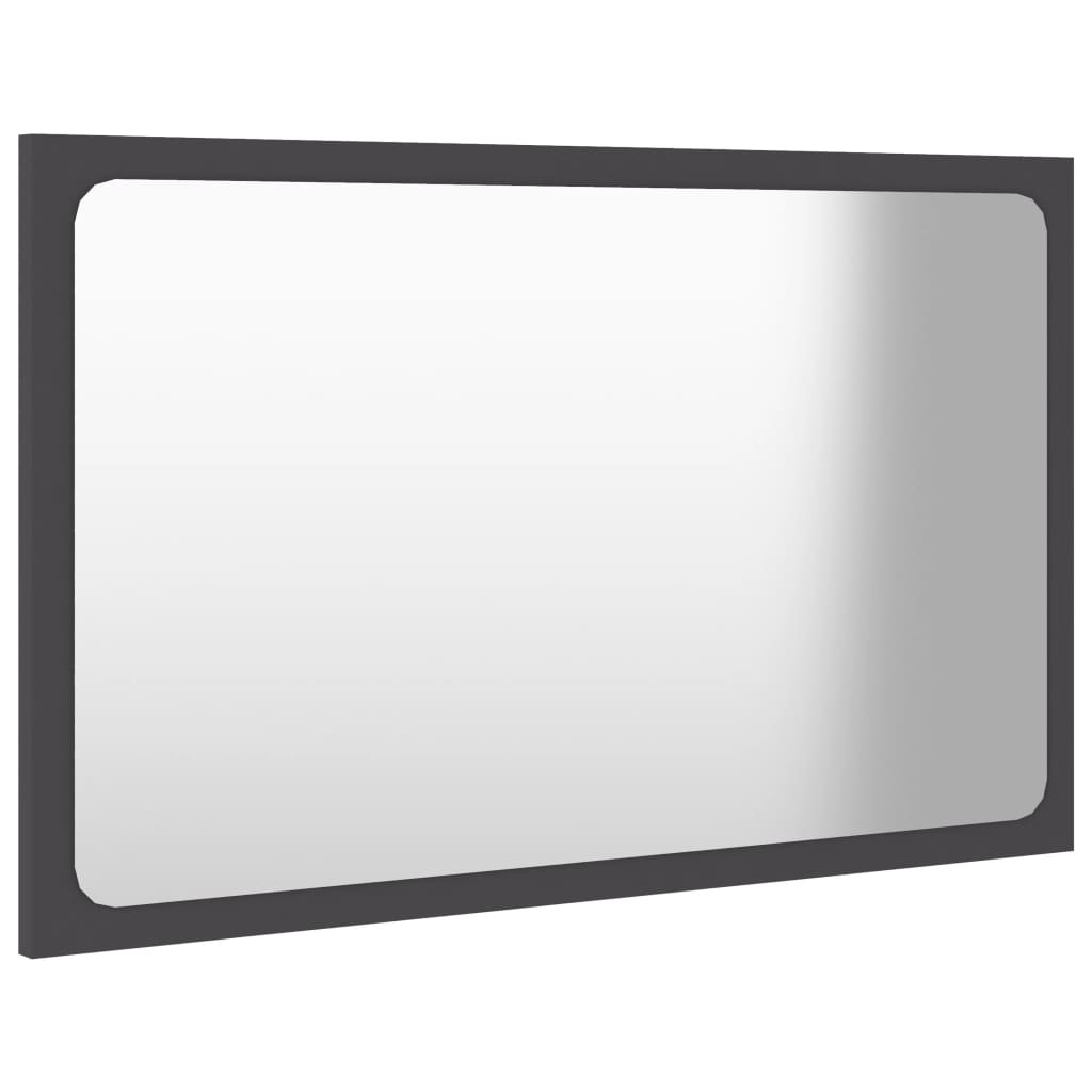 Specchio da Bagno Grigio 60x1,5x37 cm in Legno Multistrato