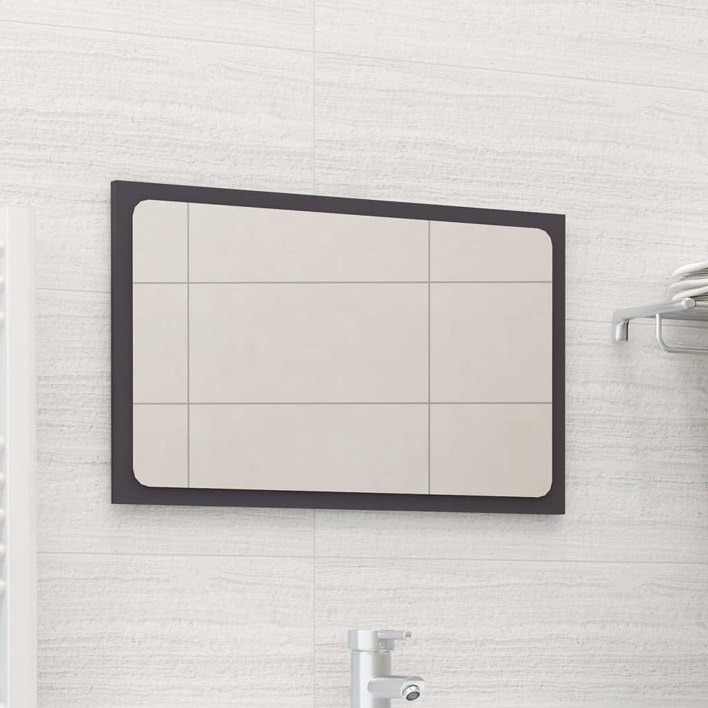 Specchio da Bagno Grigio 60x1,5x37 cm in Legno Multistrato