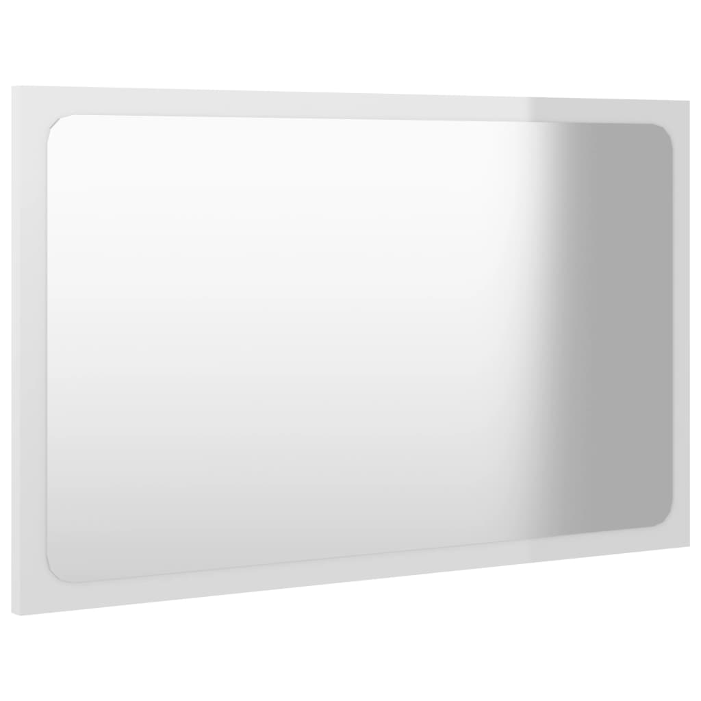 Specchio da Bagno Bianco Lucido 60x1,5x37 cm Legno Multistrato