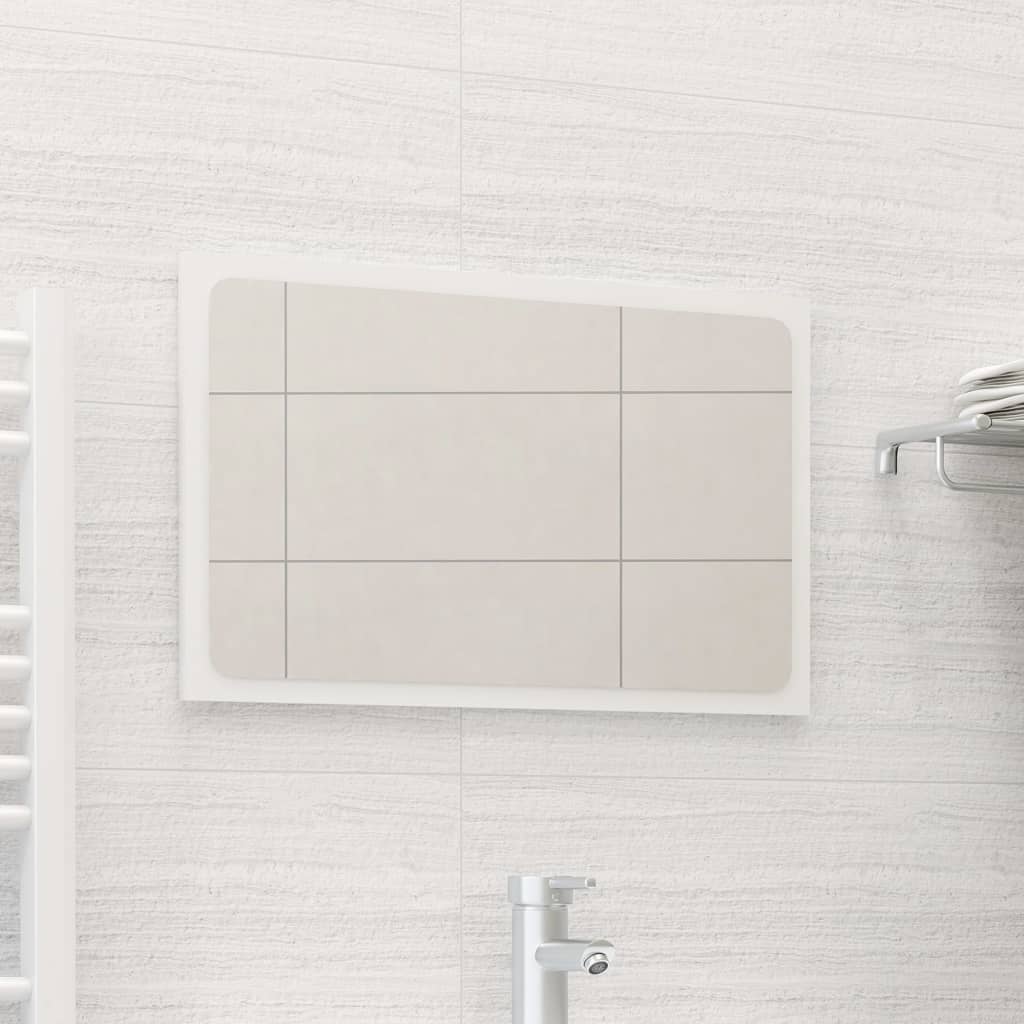 Specchio da Bagno Bianco Lucido 60x1,5x37 cm Legno Multistrato