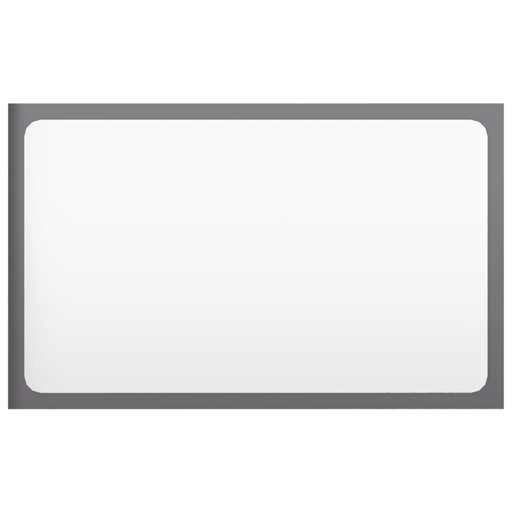 Specchio da Bagno Grigio Lucido 60x1,5x37 cm Legno Multistrato