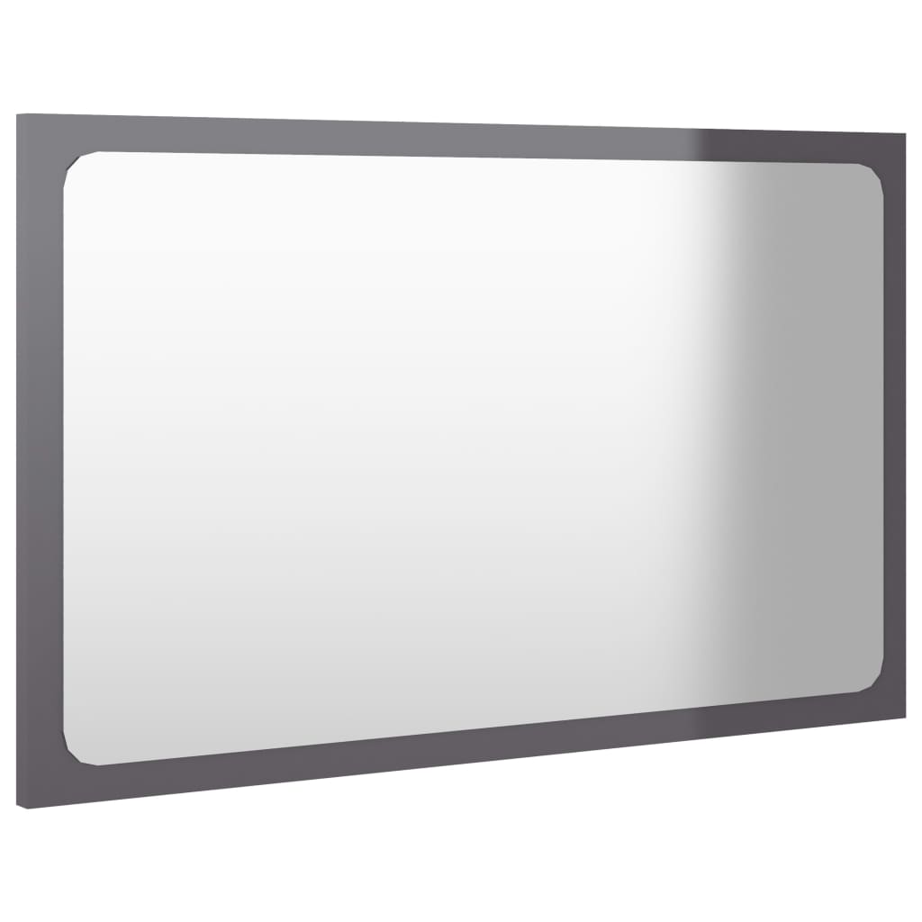 Specchio da Bagno Grigio Lucido 60x1,5x37 cm Legno Multistrato