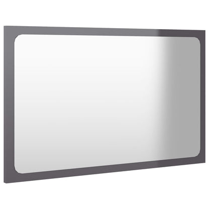 Specchio da Bagno Grigio Lucido 60x1,5x37 cm Legno Multistrato