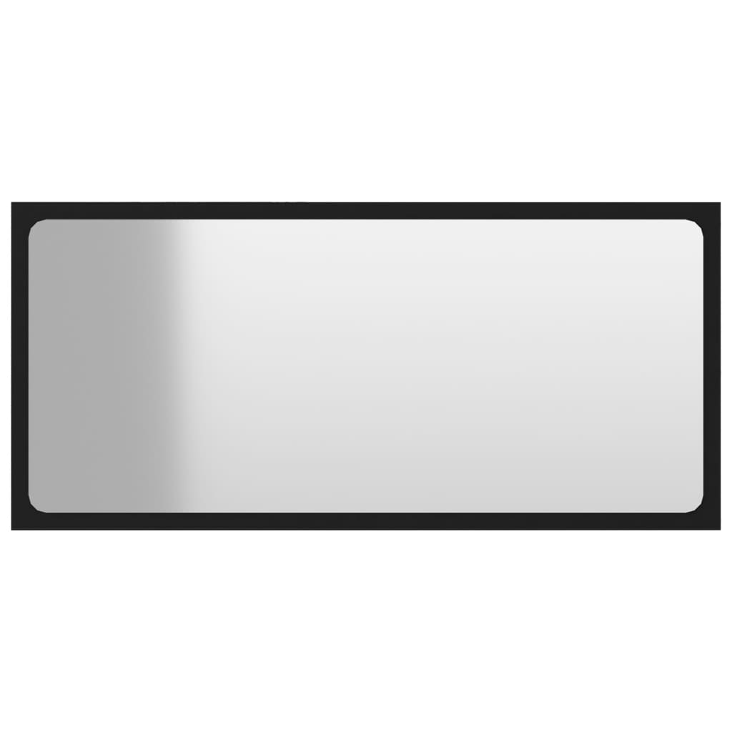 Specchio da Bagno Nero 80x1,5x37 cm in Legno Multistrato