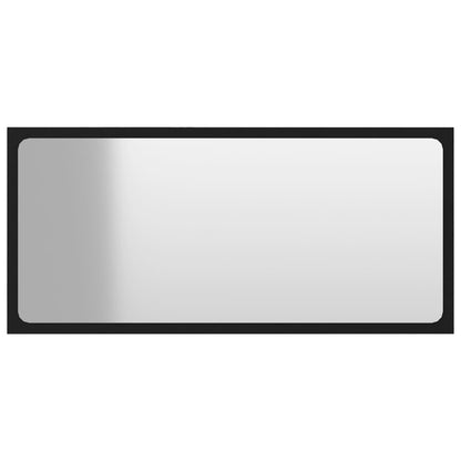 Specchio da Bagno Nero 80x1,5x37 cm in Legno Multistrato